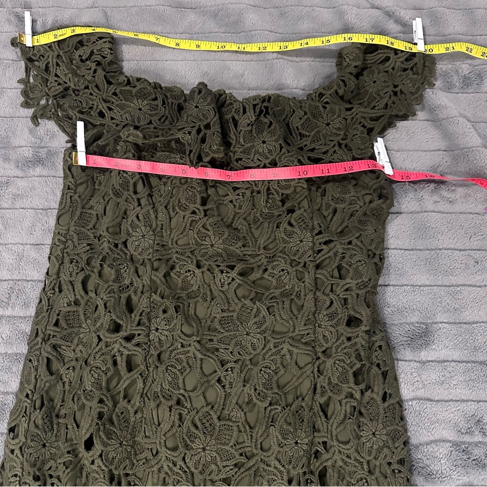 EUC Style Stalker Women’s Thalia Dress Elegant Crocheted NWT Size Medium (Olive) - Picture 12 of 16